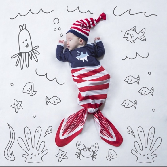 Izzy & Owie One-Piece Bunting Knotted Gown - Shark - Picture 7 of 8